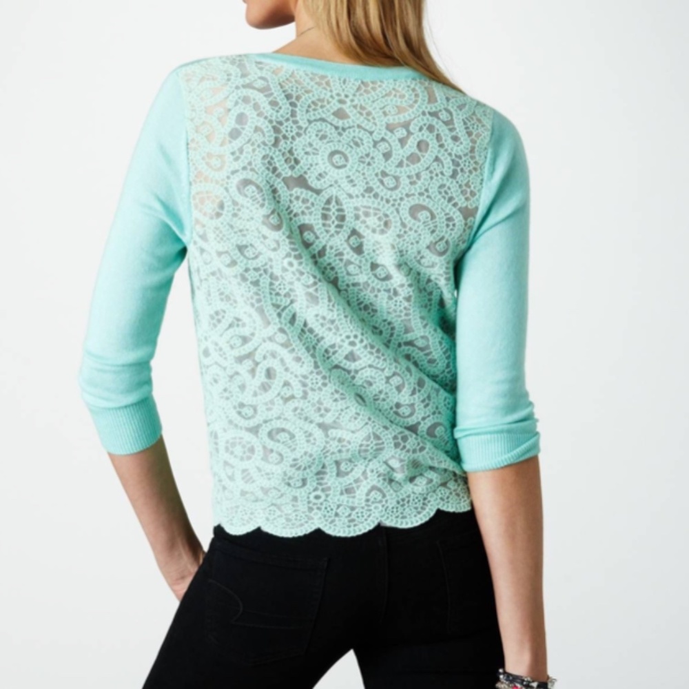 American Eagle Lace Mint Green Cardigan
